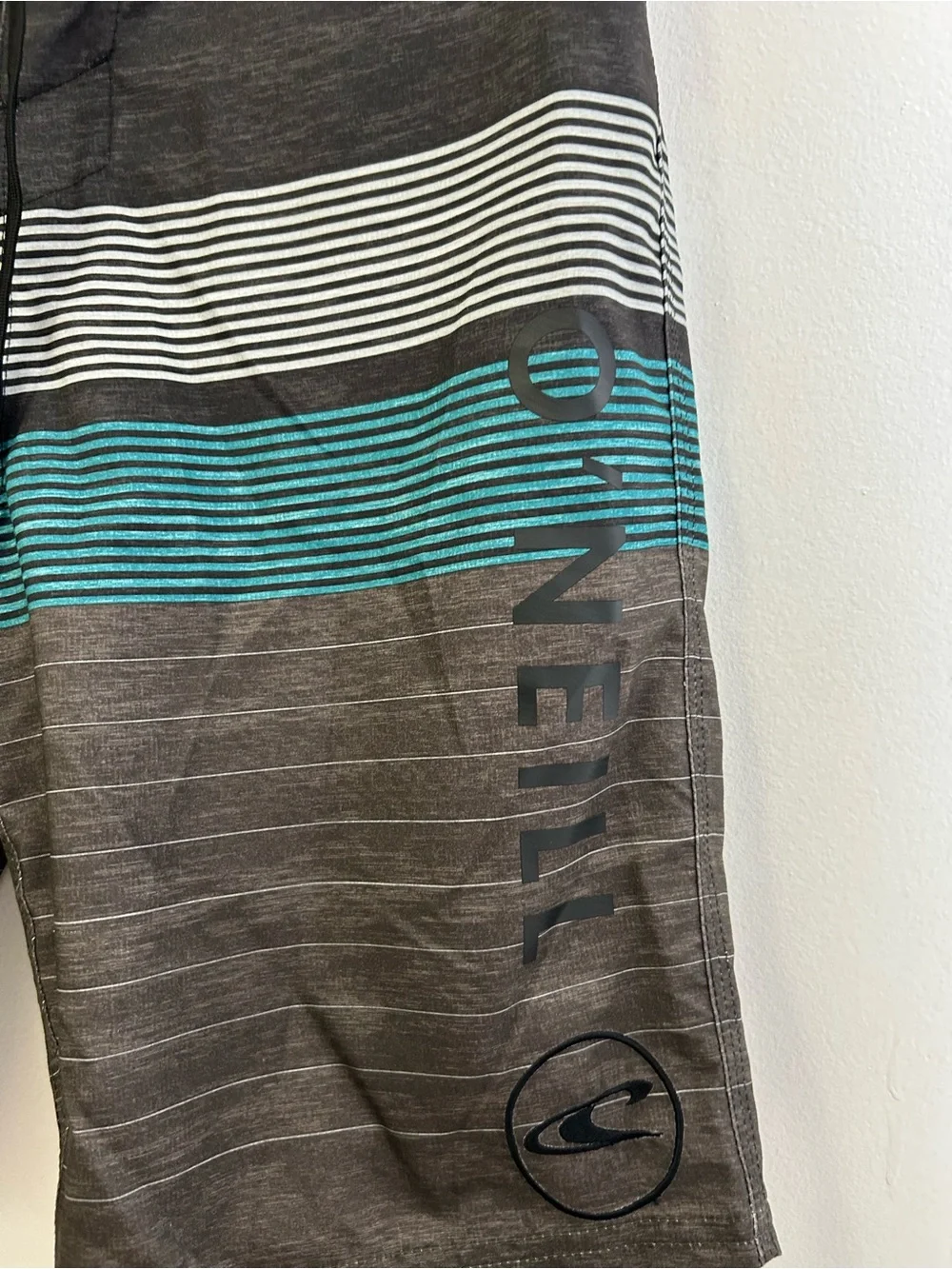 O'Neill Men's Charcoal Teal Striped Boardshorts